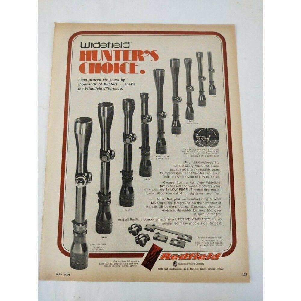 1975 Redfield Widefield Hunters Choice Magazine Or